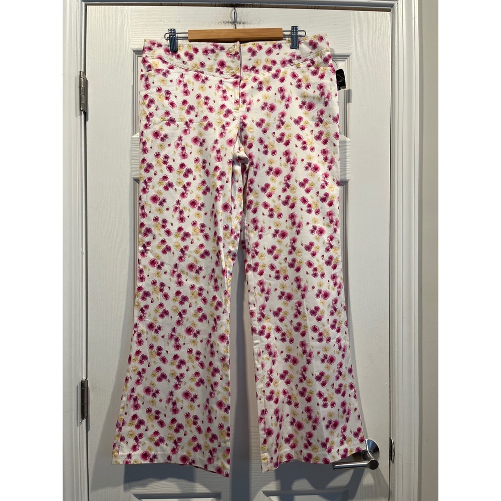 Nicole by‎ Nicole Miller Floral Wide Leg Pants Pink Yellow White Size 14 NWT